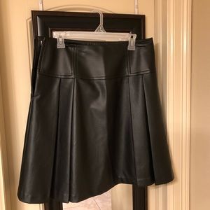 Michael by Michael Kors Leather pleated skirt
